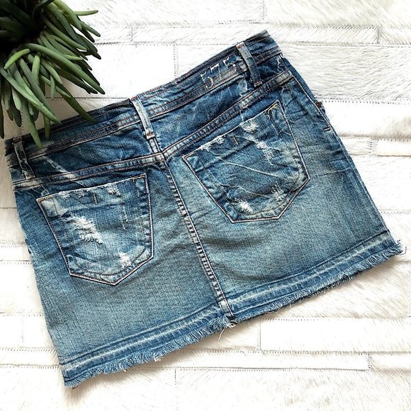 575 Denim Distressed Denim Mini Skirt - Picture 2 of 7